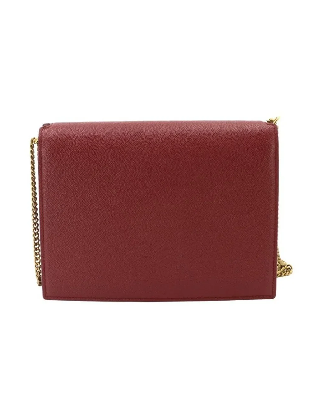Saint Laurent Cassandra Envelope Chain Shoulder Bag Leather Red Gold